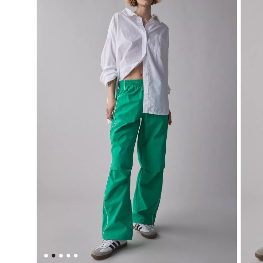 BDG Green Track Pants with Contrast Stripes